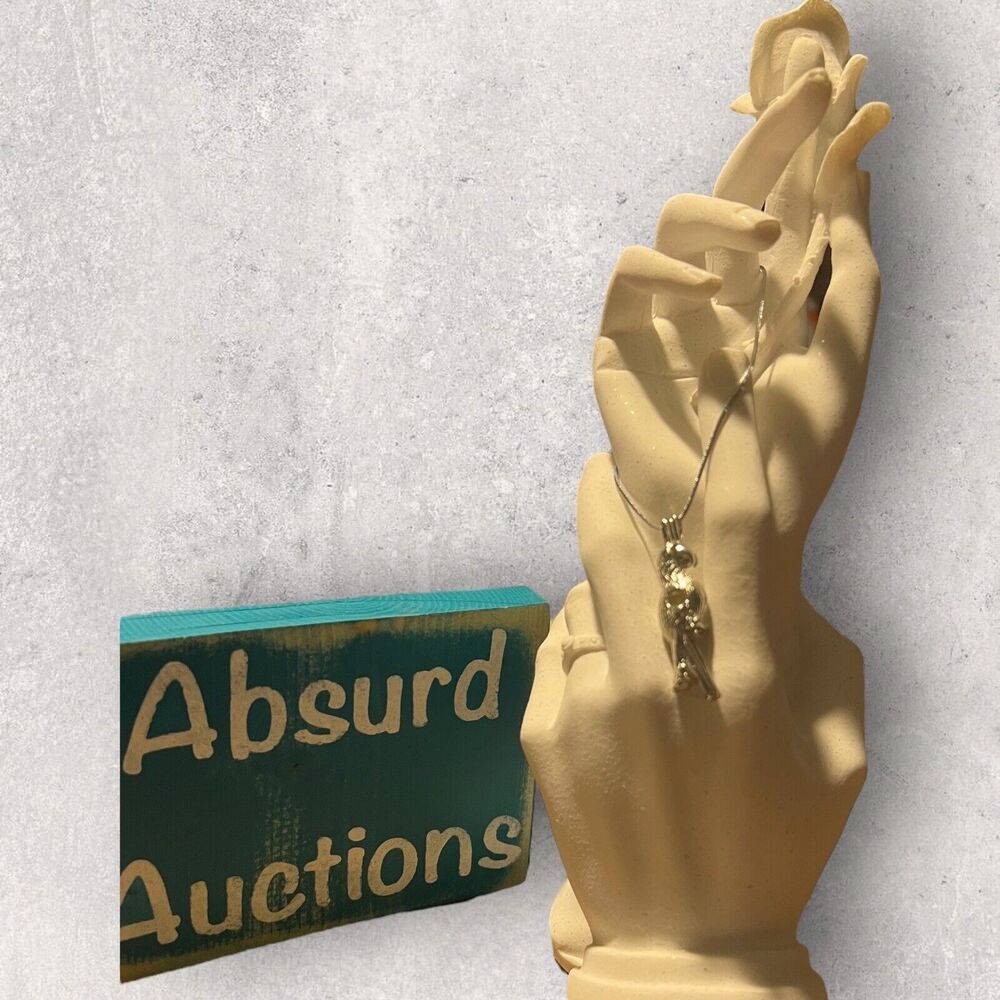 Silver Parrot Shaped Pearl Cage Pendant Necklace with White Pearl